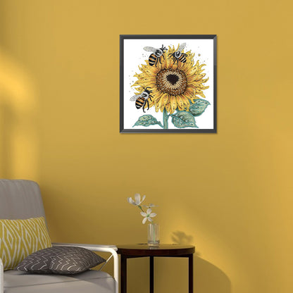 Sunflower Bee - Special Shaped Drill Diamond Painting 30*30CM