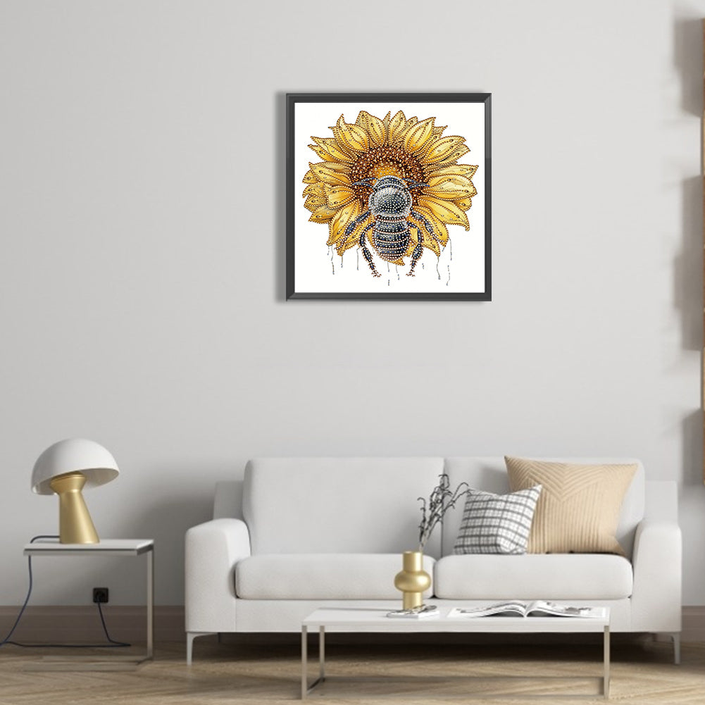 Sunflower Bee - Special Shaped Drill Diamond Painting 30*30CM