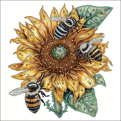 Sunflower Bee - Special Shaped Drill Diamond Painting 30*30CM