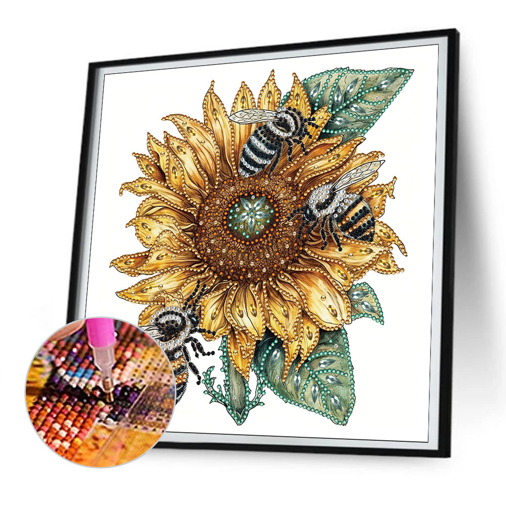 Sunflower Bee - Special Shaped Drill Diamond Painting 30*30CM