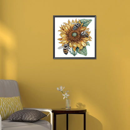 Sunflower Bee - Special Shaped Drill Diamond Painting 30*30CM