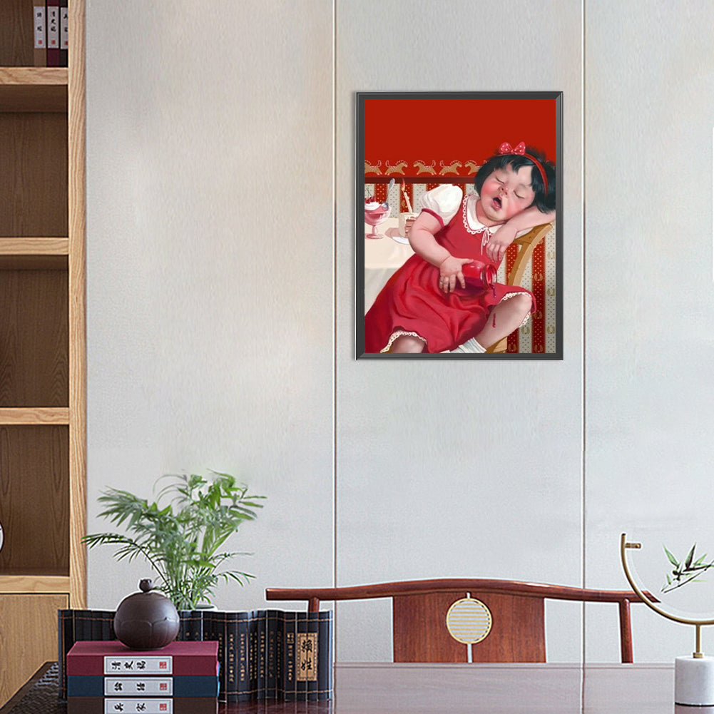 Gluttonous Sleeping Child - Full Round Drill Diamond Painting 30*40CM