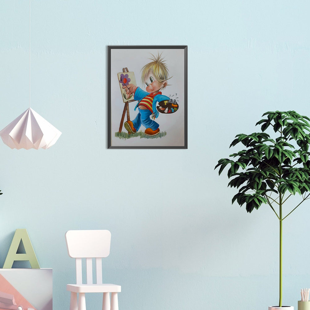 Drawing Kids - Full Round Drill Diamond Painting 30*40CM