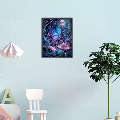 Luminous Forest Butterfly - Full Round Drill Diamond Painting 35*45CM