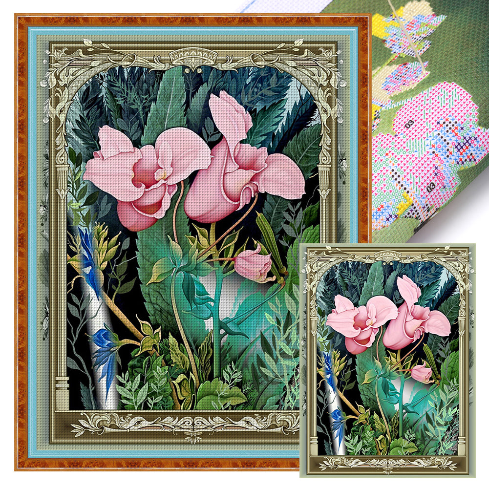 Printmaking-Flowers On The Grass - 11CT Stamped Cross Stitch 40*53CM