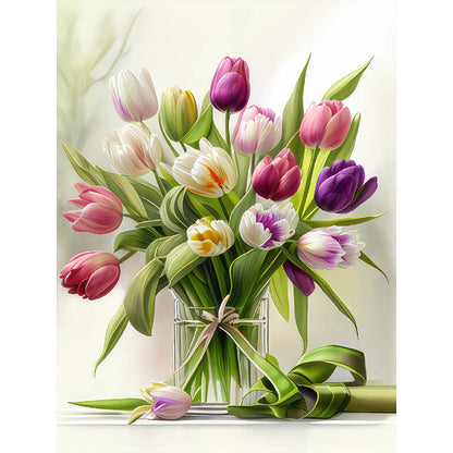 Vase Bouquet Tulips - Full Round Drill Diamond Painting 30*40CM
