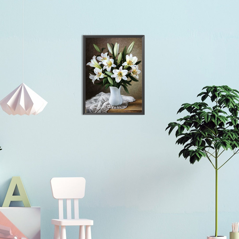 Vase Bouquet Lilies - Full Round Drill Diamond Painting 30*40CM