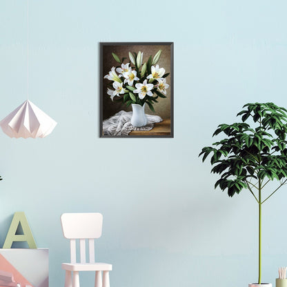 Vase Bouquet Lilies - Full Round Drill Diamond Painting 30*40CM