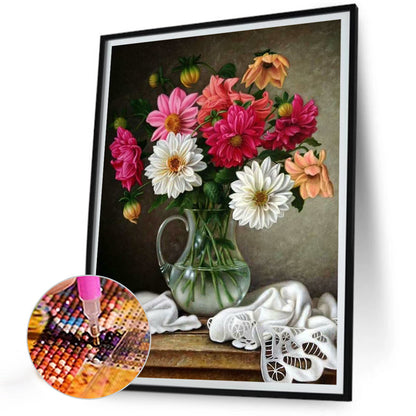 Vase Bouquet Dahlias - Full Round Drill Diamond Painting 30*40CM