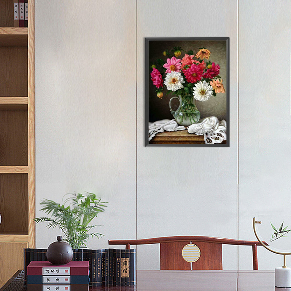 Vase Bouquet Dahlias - Full Round Drill Diamond Painting 30*40CM