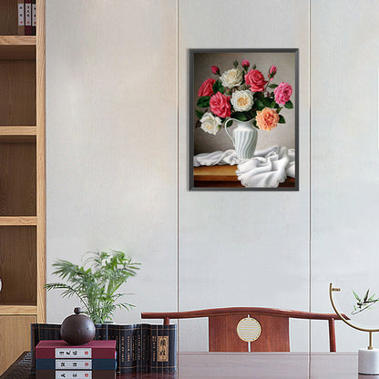 Vase Bouquet Camellias - Full Round Drill Diamond Painting 30*40CM