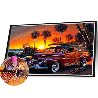 Seaside Sports Car - Full Round Drill Diamond Painting 40*30CM