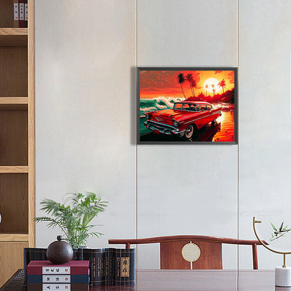 Seaside Sports Car - Full Round Drill Diamond Painting 40*30CM