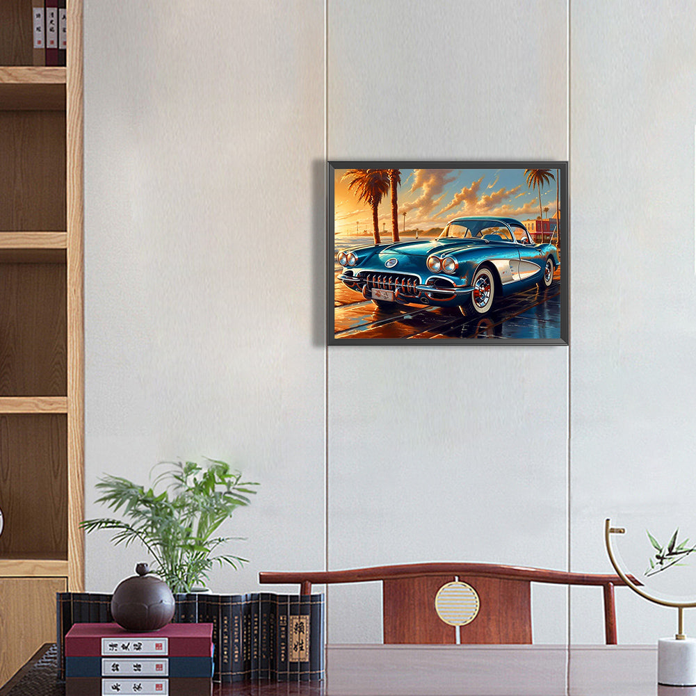 Seaside Sports Car - Full Round Drill Diamond Painting 40*30CM