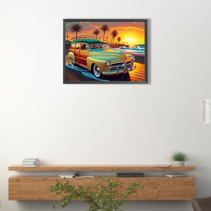 Seaside Sports Car - Full Round Drill Diamond Painting 40*30CM