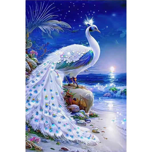 White Peacock - 11CT Stamped Cross Stitch 40*65CM