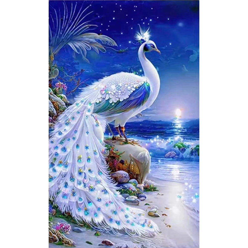 White Peacock - 11CT Stamped Cross Stitch 40*65CM