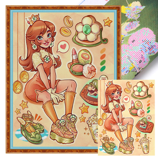 Super Mario-Princess Daisy - 11CT Stamped Cross Stitch 50*65CM