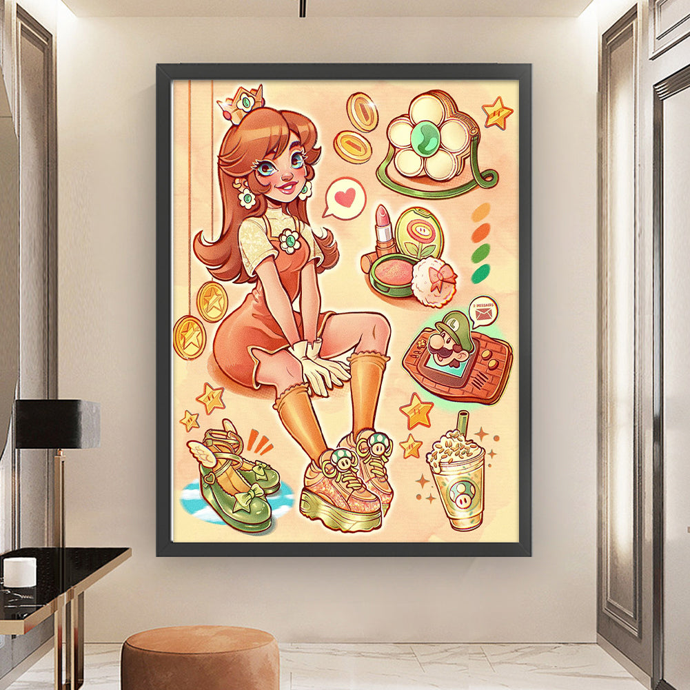 Super Mario-Princess Daisy - 11CT Stamped Cross Stitch 50*65CM