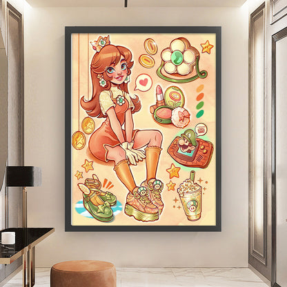 Super Mario-Princess Daisy - 11CT Stamped Cross Stitch 50*65CM