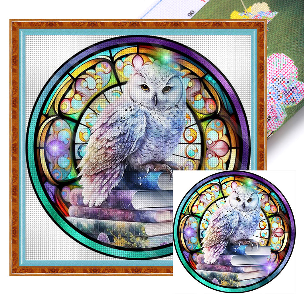 Glass Painting-Owl - 11CT Stamped Cross Stitch 40*40CM