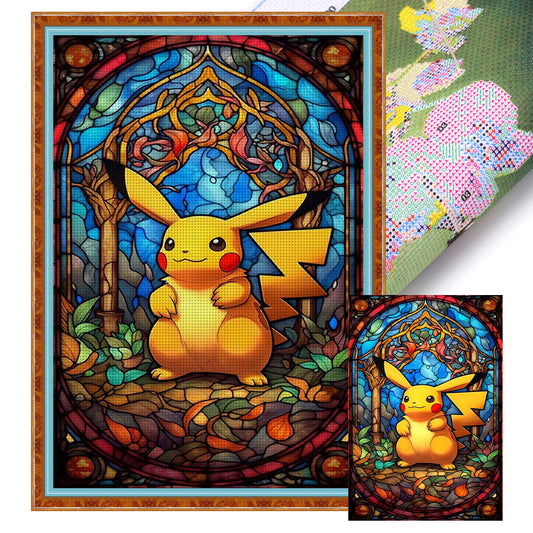 Glass Painting-Pikachu - 11CT Stamped Cross Stitch 40*60CM