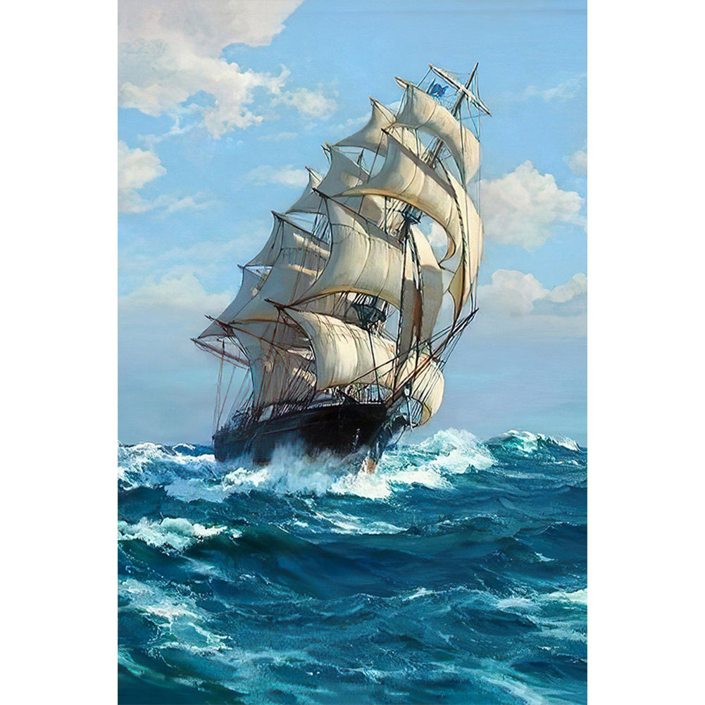 Sailboat - Full Round Drill Diamond Painting 40*60CM