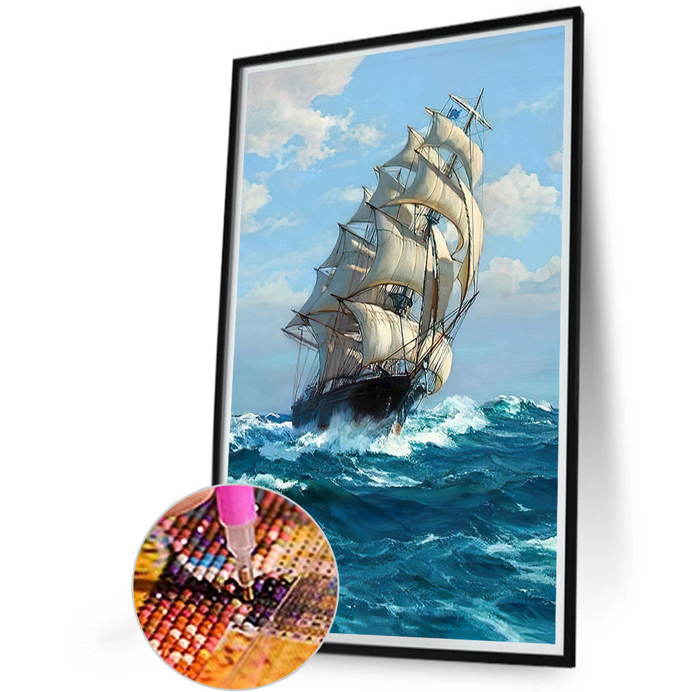 Sailboat - Full Round Drill Diamond Painting 40*60CM