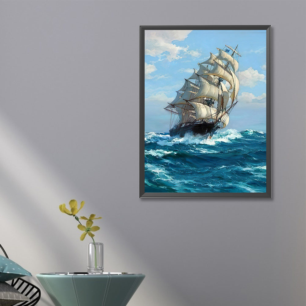 Sailboat - Full Round Drill Diamond Painting 40*60CM