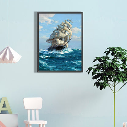 Sailboat - Full Round Drill Diamond Painting 40*60CM