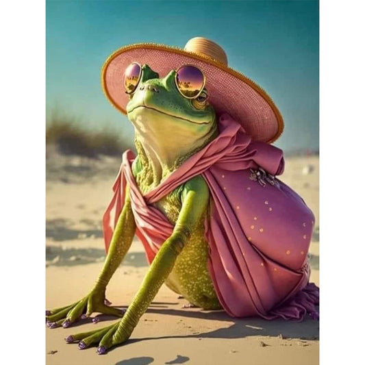 Frog On Vacation - Full Round Drill Diamond Painting 30*40CM