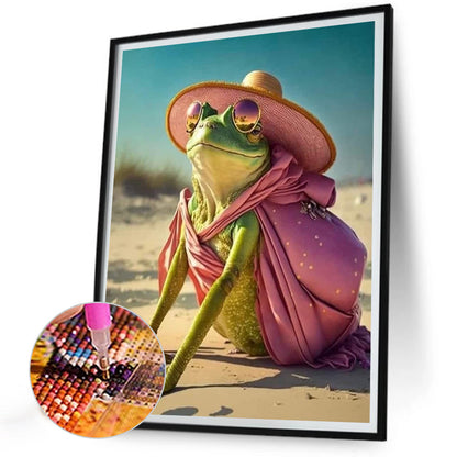 Frog On Vacation - Full Round Drill Diamond Painting 30*40CM
