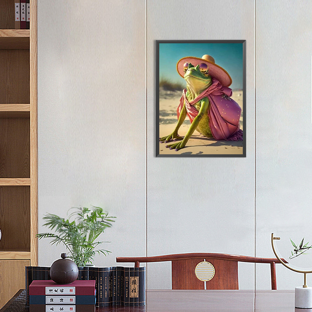 Frog On Vacation - Full Round Drill Diamond Painting 30*40CM