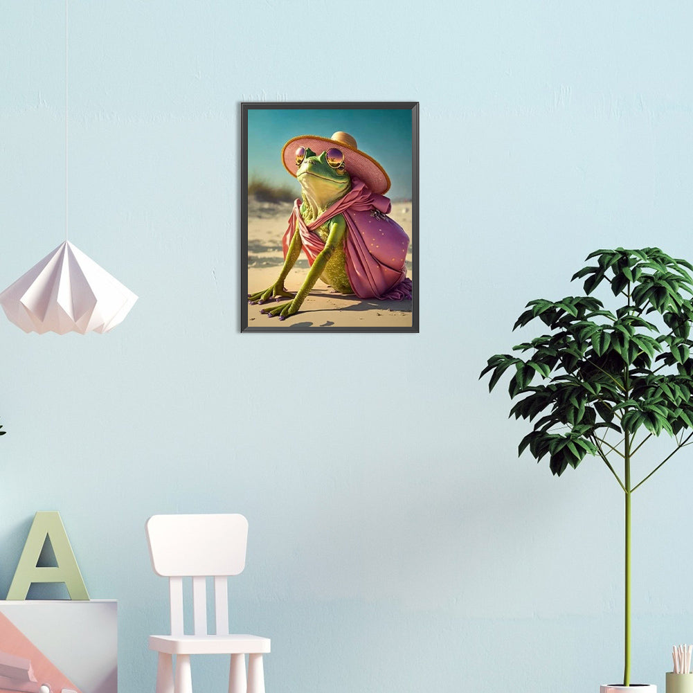Frog On Vacation - Full Round Drill Diamond Painting 30*40CM