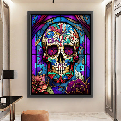 Glass Painting-Skull - 11CT Stamped Cross Stitch 50*65CM