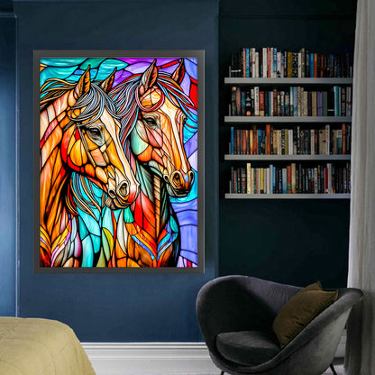 Glass Painting-Horse - 11CT Stamped Cross Stitch 50*65CM