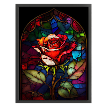 Glass Painting-Rose - 11CT Stamped Cross Stitch 50*65CM