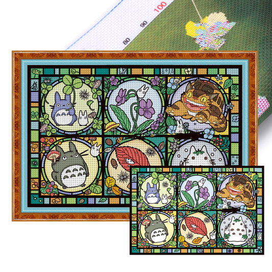 Glass Painting-Totoro And Its Friends - 11CT Stamped Cross Stitch 60*40CM