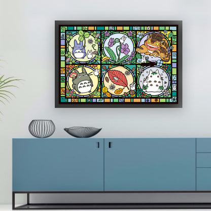 Glass Painting-Totoro And Its Friends - 11CT Stamped Cross Stitch 60*40CM
