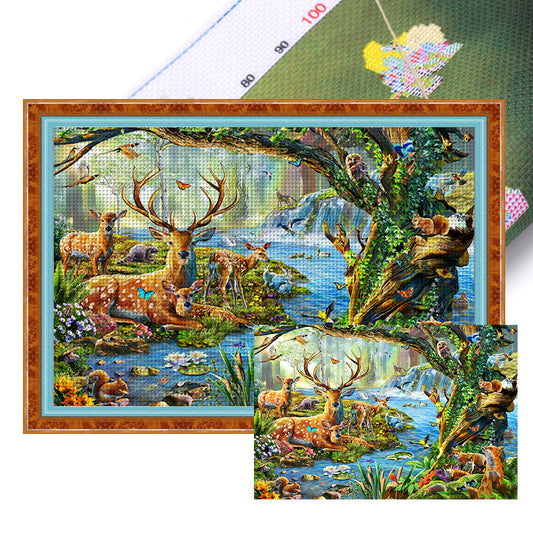 Little Animals By The Water - 11CT Stamped Cross Stitch 60*40CM