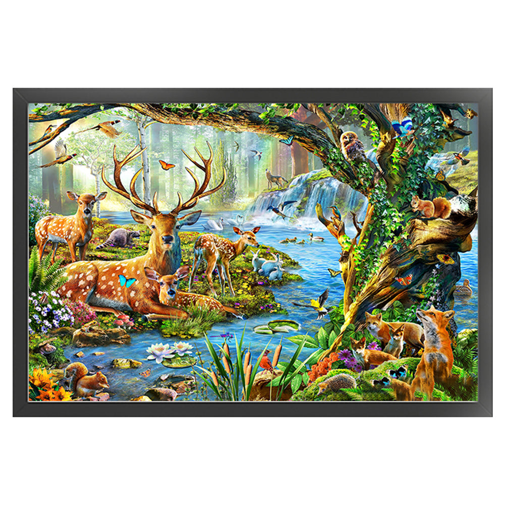 Little Animals By The Water - 11CT Stamped Cross Stitch 60*40CM