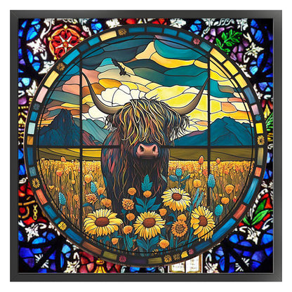 Glass Painting-Cow - 11CT Stamped Cross Stitch 40*40CM