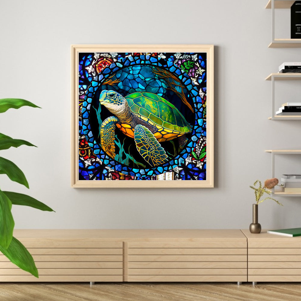 Glass Painting - Turtle - 11CT Stamped Cross Stitch 40*40CM