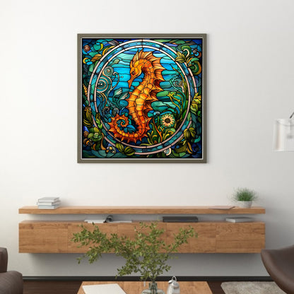 Glass Painting-Seahorse - 11CT Stamped Cross Stitch 40*40CM