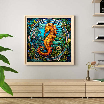 Glass Painting-Seahorse - 11CT Stamped Cross Stitch 40*40CM