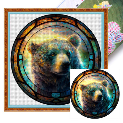 Glass Painting-Bear - 11CT Stamped Cross Stitch 40*40CM