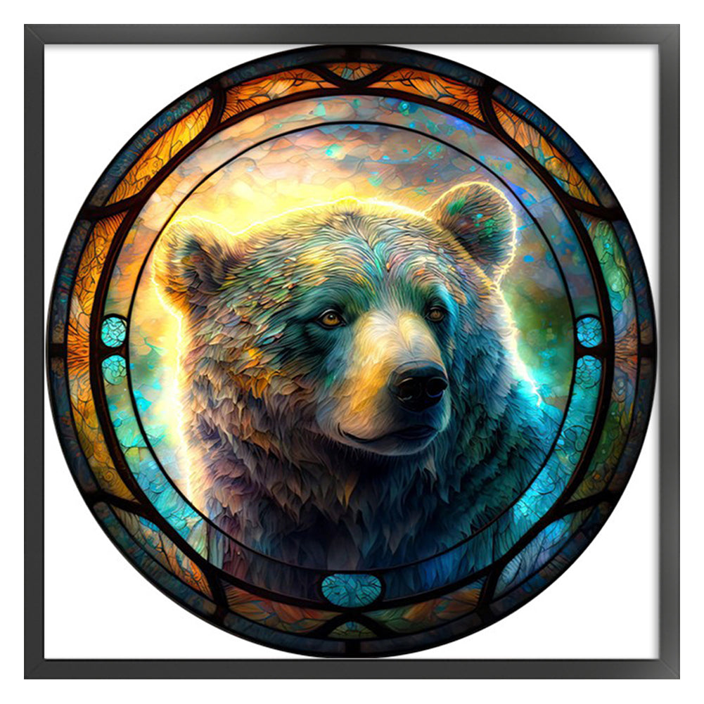 Glass Painting-Bear - 11CT Stamped Cross Stitch 40*40CM