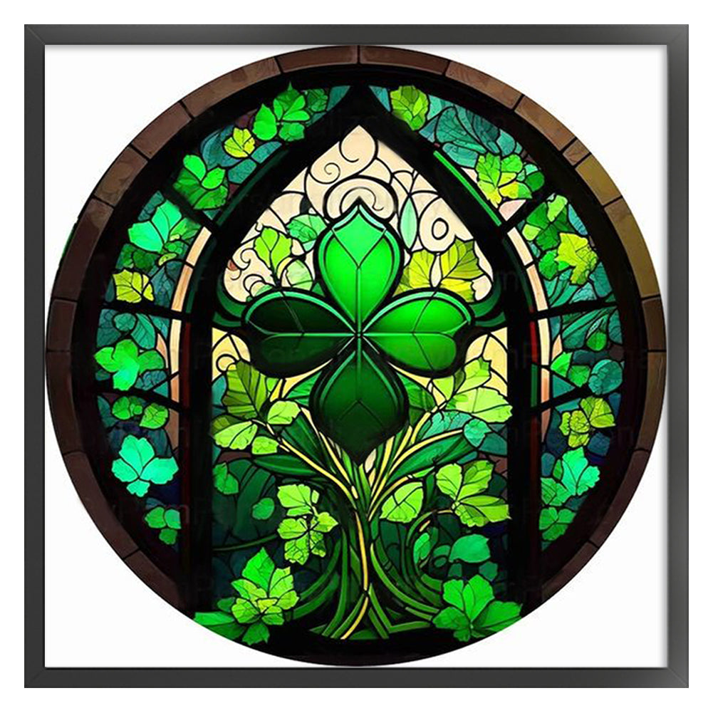 Glass Painting-Four Leaf Clover - 11CT Stamped Cross Stitch 40*40CM