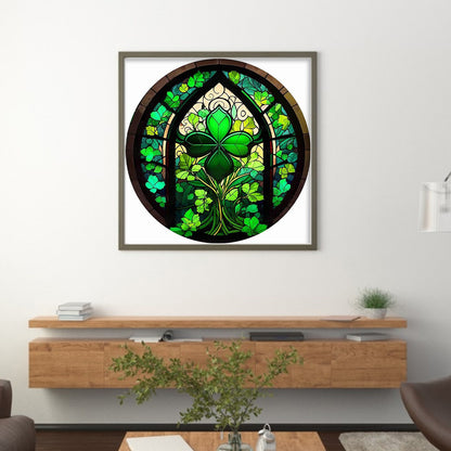 Glass Painting-Four Leaf Clover - 11CT Stamped Cross Stitch 40*40CM