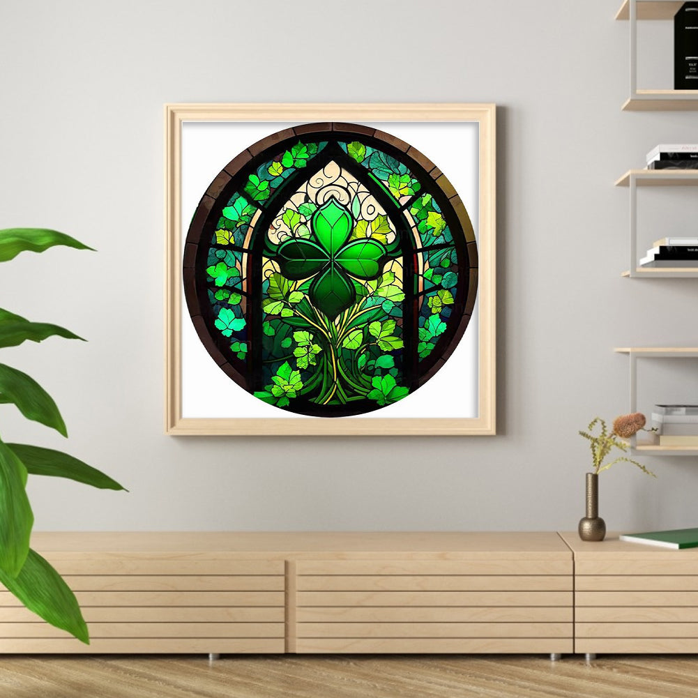 Glass Painting-Four Leaf Clover - 11CT Stamped Cross Stitch 40*40CM